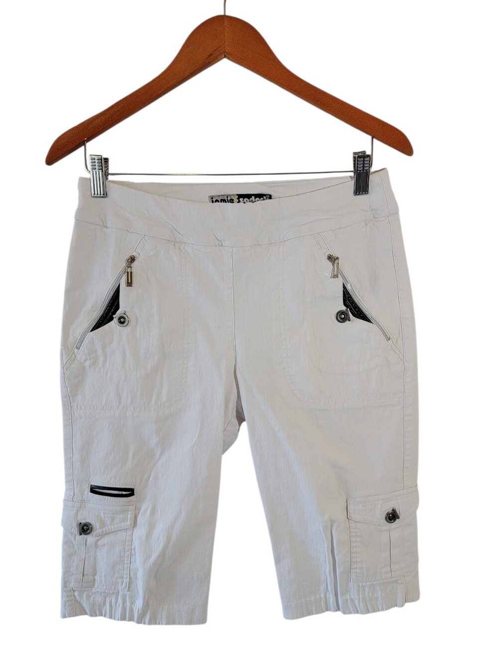 Jamie Sadock White Skinnylicious Capris Cargo Short Sz 8 Golf Athleisure Sport
